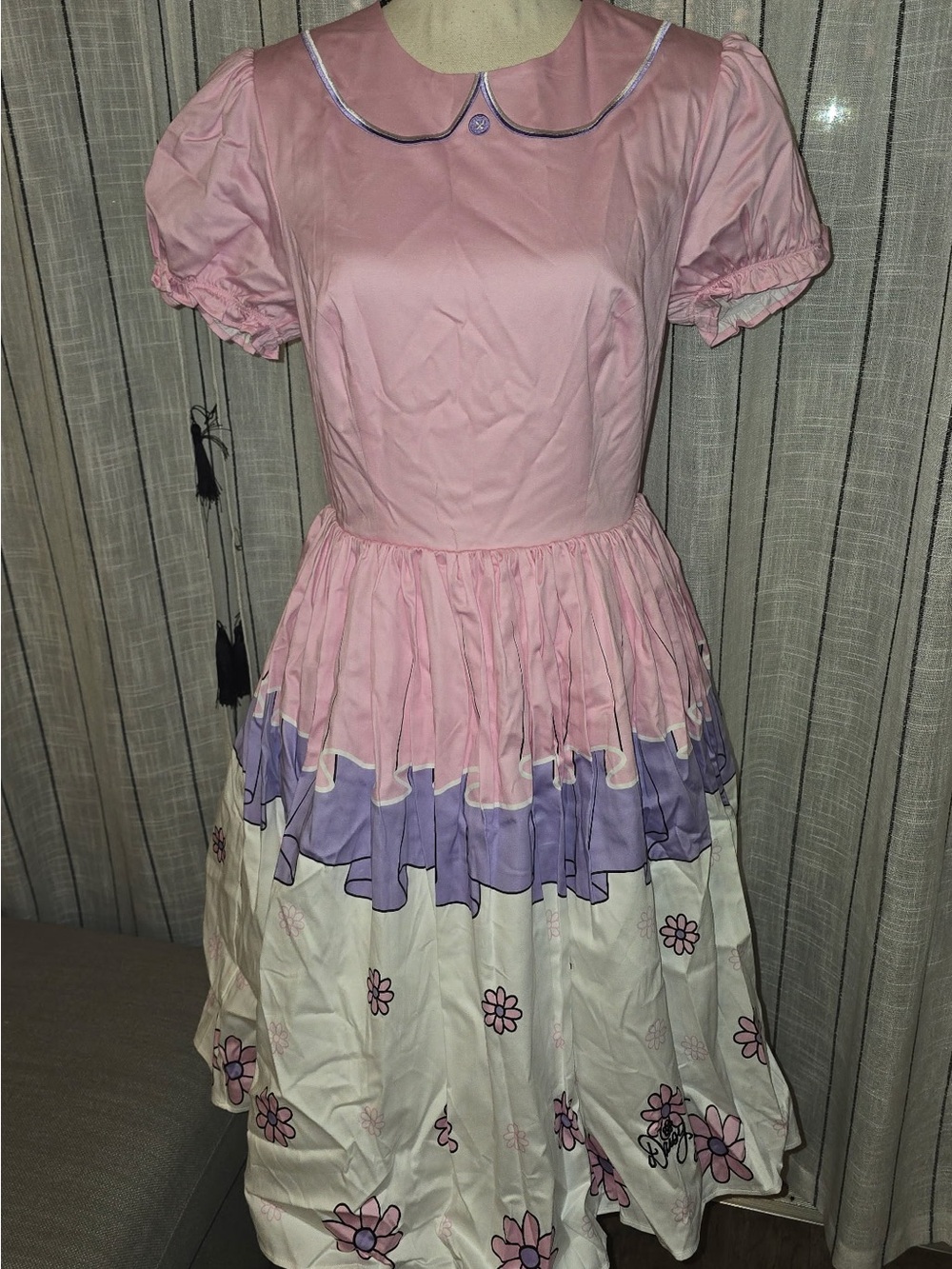 Disney Pink, Purple & Cream Floral Daisy Collar Maxi Dress